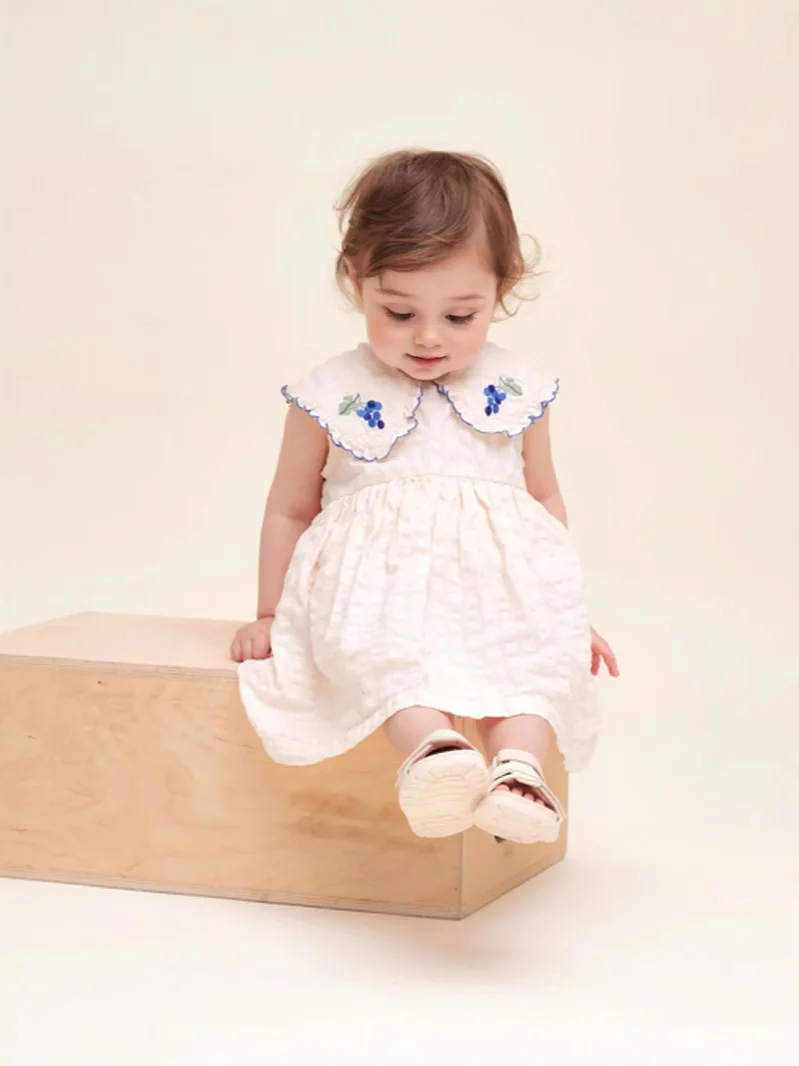 

2025 Summer Girls' Grape Print Dress - Nordic Style Princess Dress for Baby Girls with Floral Detail‌