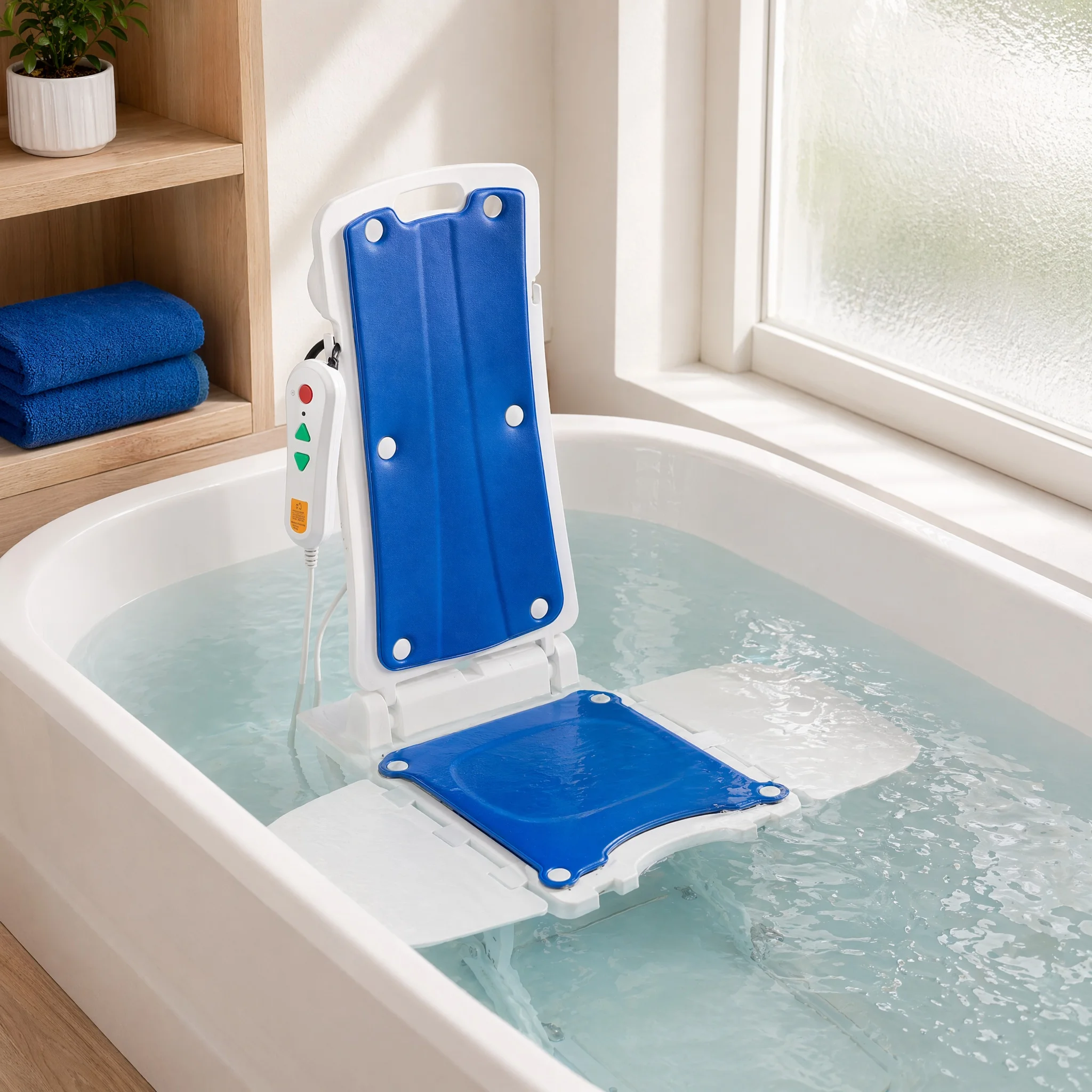Electric Chair Lift for Elderly, Bath Lift for Tub, 308 lbs | Lift Assist, IP68 Waterproof, Foldable and Rechargeable, Remote Control, Adjustable Height, for Fall Recovery and Home Care