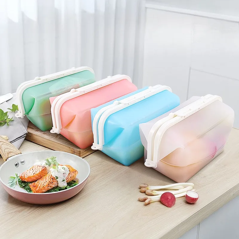 

Silicone Reusable Lunch Box Microwave Heating Refrigerator Refrigerated Food Grade Folding Melon Fruit and Vegetable Crisper Bag