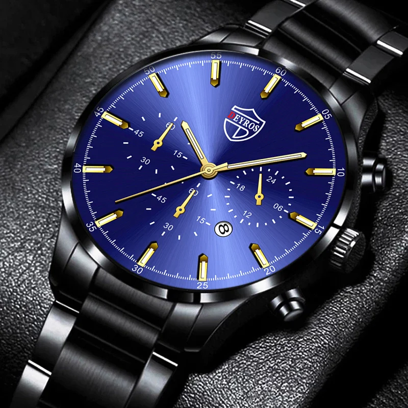 

Fashion Mens Watches for Men Sports Stainless Steel Quartz Wristwatch Calendar Luminous Clock Man Business Casual Leather Watch