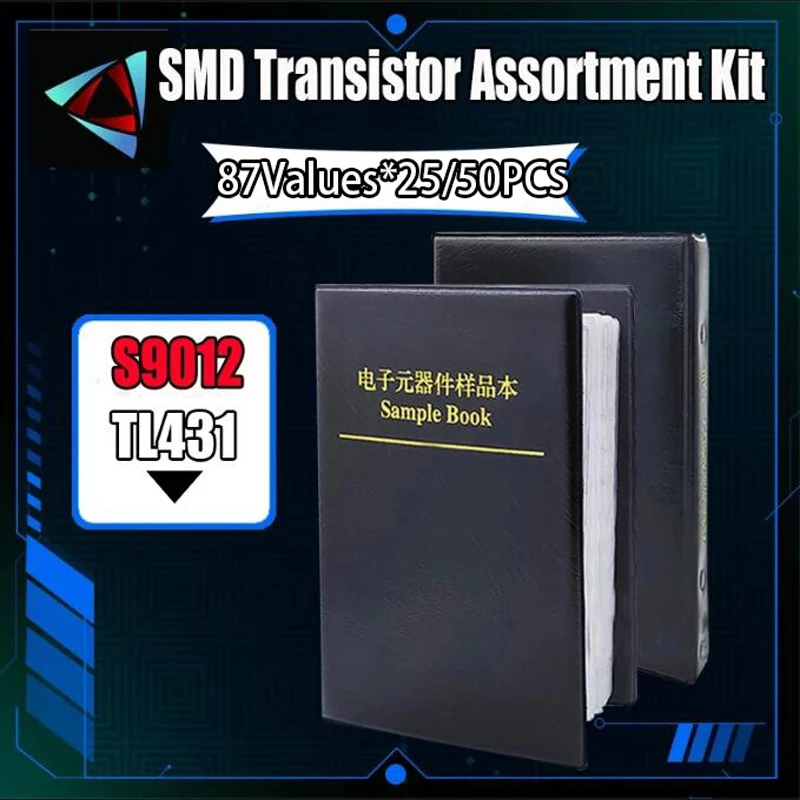 87 Values SOT-23 25/50PCS SMD SMT NPN PNP SOD 5551 2222 TL431 BC807 BC817 Transistor Diode Assortment Book Kit