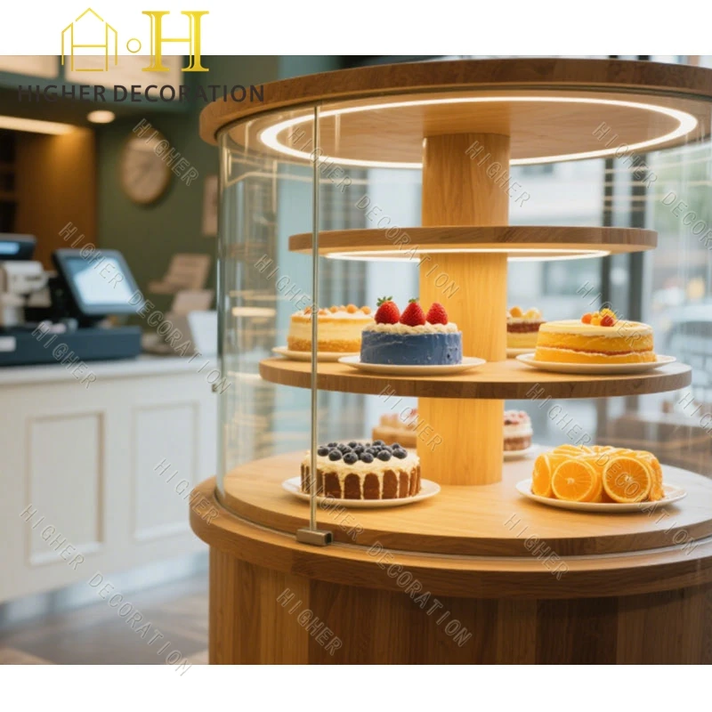 Customized Luxury Wooden Bakery Display Cabinet High Quality Glass Cake Display Cabinet for Cake Display Showcase
