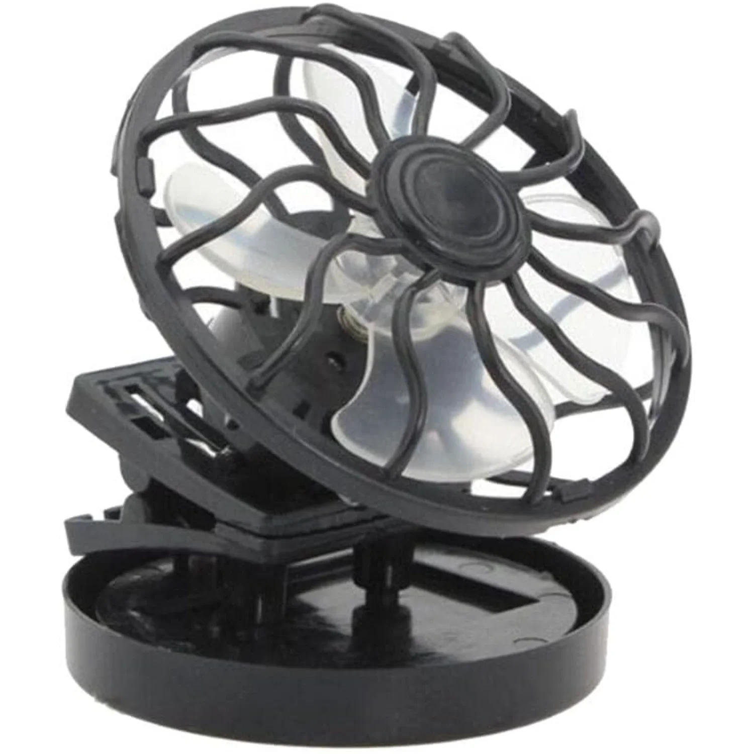Paquete de 2 mini ventiladores con energía solar con clip, diámetro de 60 mm, color negro