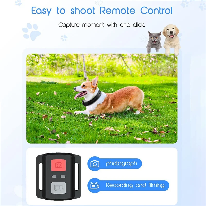 

ABGI-4K 30Hz Pet Collar Camera, Animal Vlog Camera Mini Action Camera For Video Records Dog Collar Camera