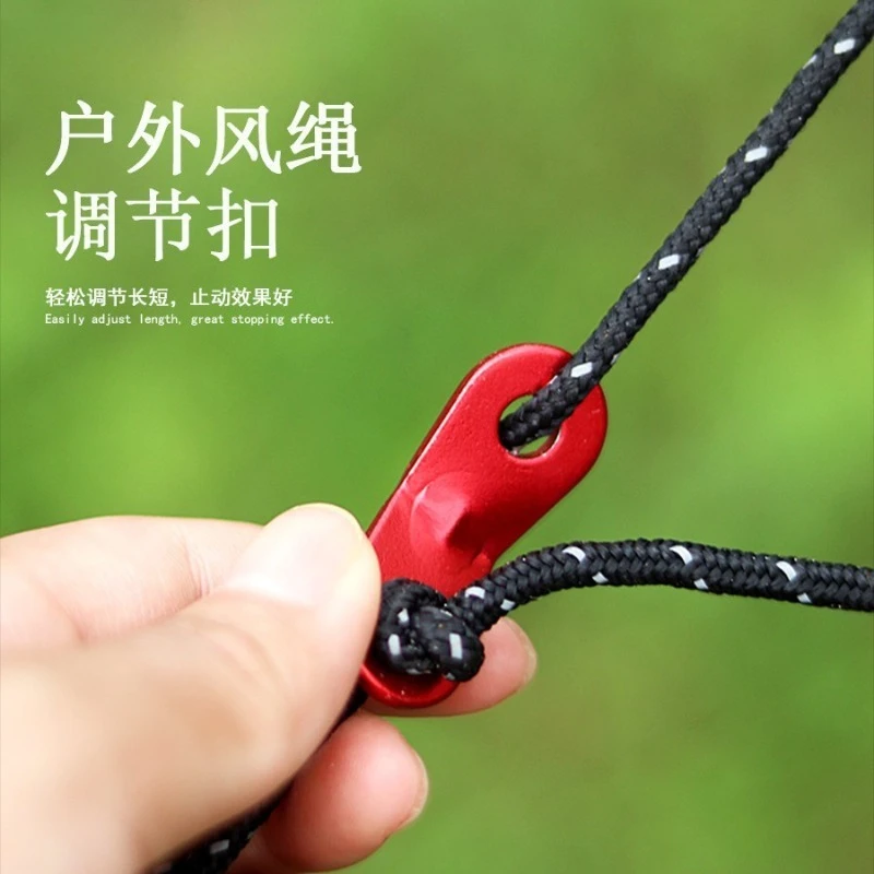 4P Outdoor Camping Reflective Ropes Spring Buckle Guylines Ultralight Tent Cords with Aluminum Adjuster Tensioner for TentHiking