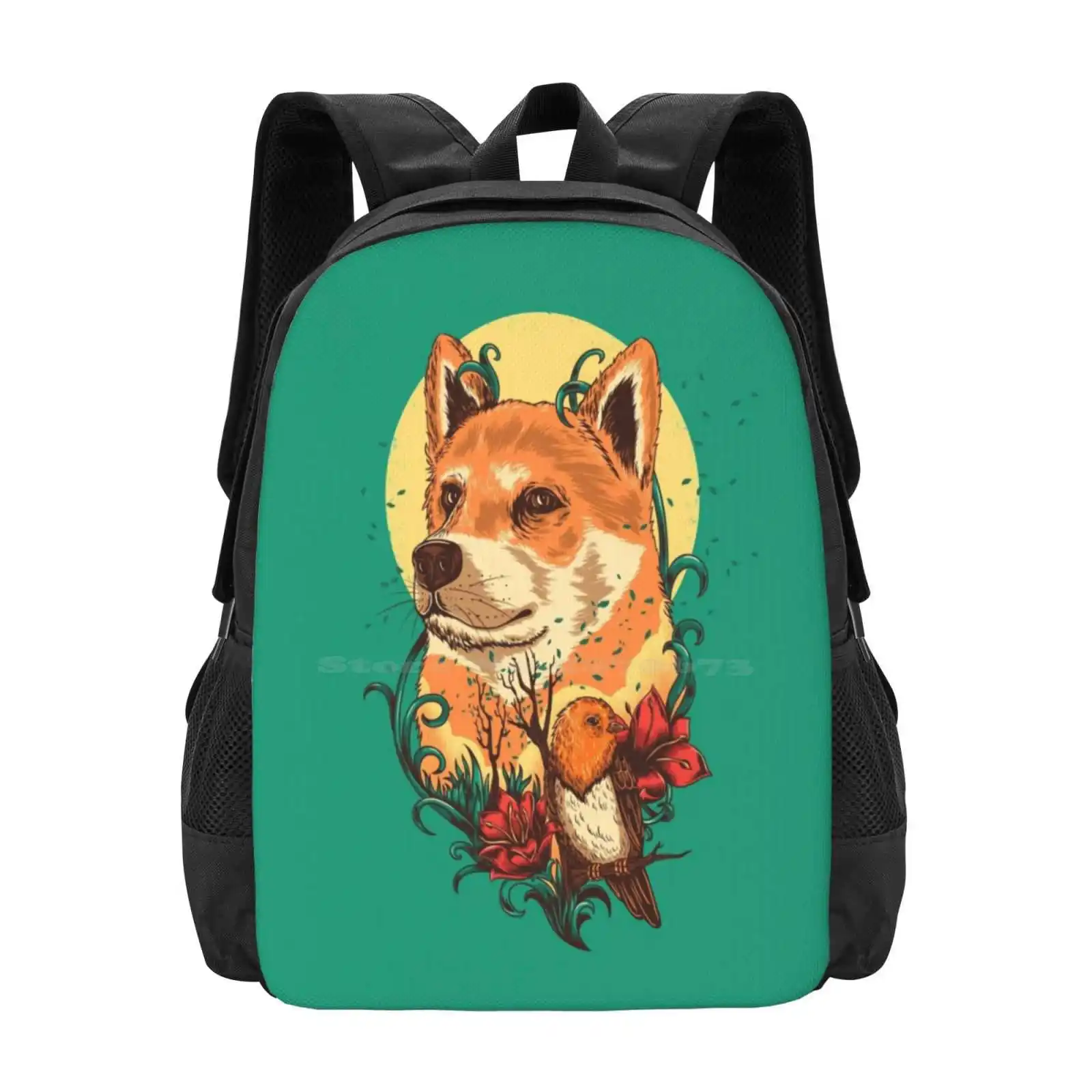 

Dog Hot Sale Schoolbag Backpack Fashion Bags Dog Bird Animal Nature Floral