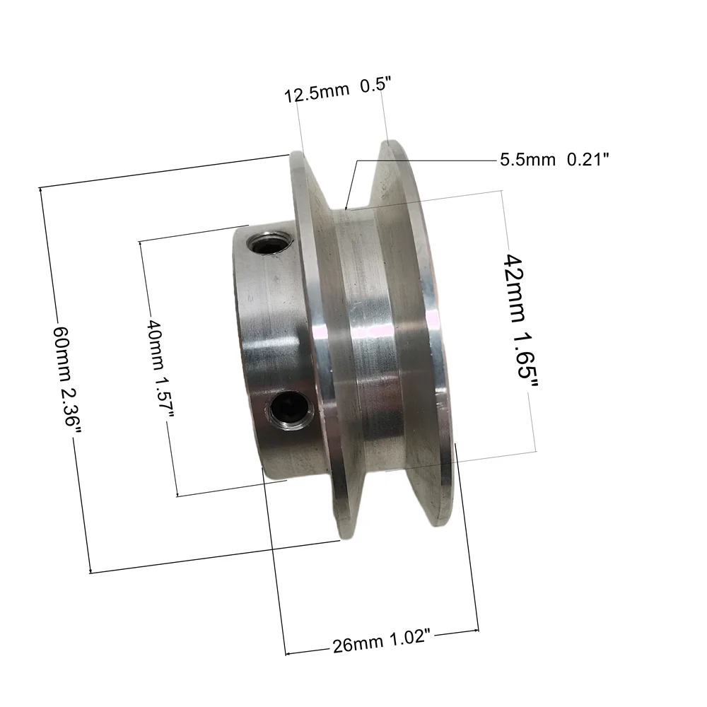 Single Groove Wheel  OD 2.36" 60mm Bore 8-25mm V-Belt Sheave A T ype Belt Section For  Driveline Systems Aluminum Alloy  V-Belt