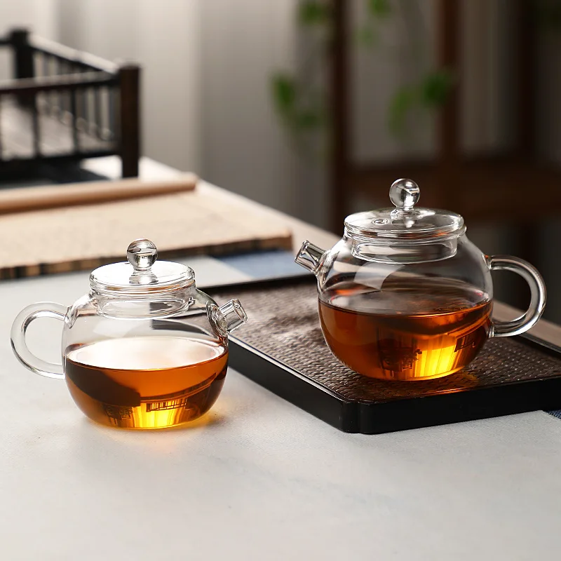 Mini Transparent High Borosilicate Glass Kung Fu Small Tea Pot Simple Single Exquisite Household Filter Pot Tea Set