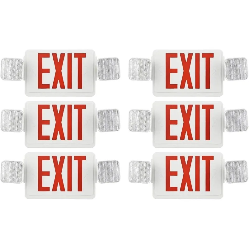 home. 6 Pack Exit Sign with Emergency Light, Power Led Light Bulb,Elm2 Emergency Light,Emergency Lights for Home Power Failure