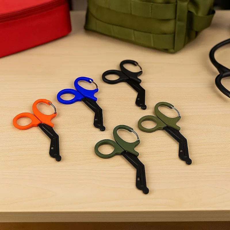 مقص طبي من الفولاذ المقاوم للصدأ مع مقص ضمادة حلقة تسلق قماش ملحقات محمولة خارجية مقص التمريض الجراحي