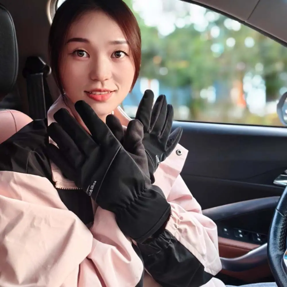 

Soft Anti-cold Gloves Touch Screen Anti-splash Water Thickened Gloves Korean Style Solid Color Winter Finger Mittens Cycling