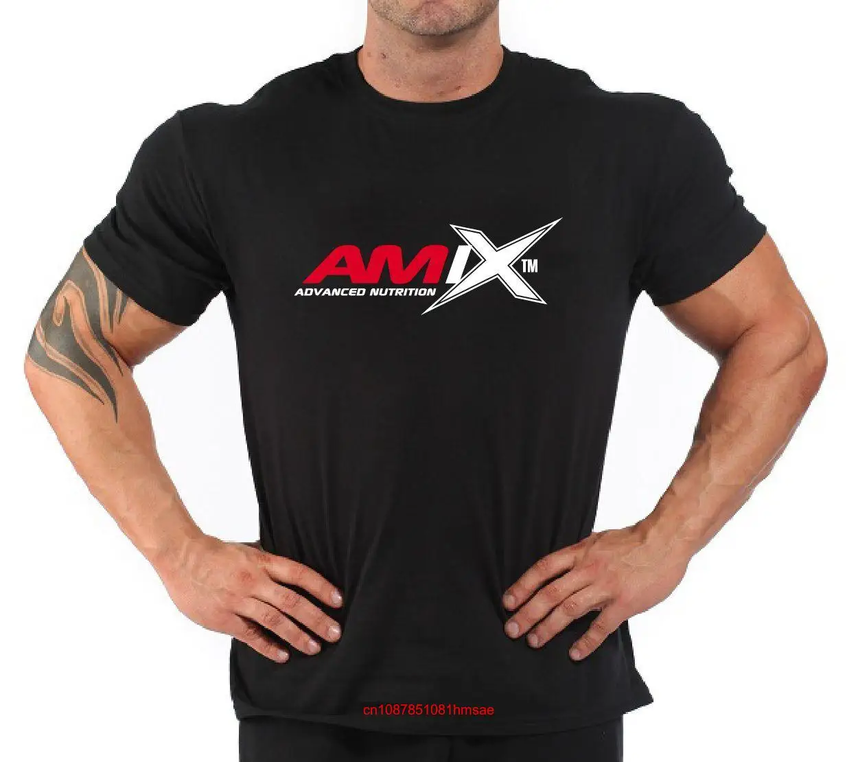 Camiseta de manga larga o corta para culturismo, camisa de Fitness, "Amix Nutrition"