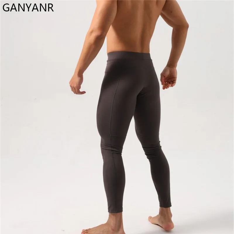 GANYANR Running Tights Men Fitness Training Track Suit Compression Cargo pants Football basketball Soccer gym Leggings Sports