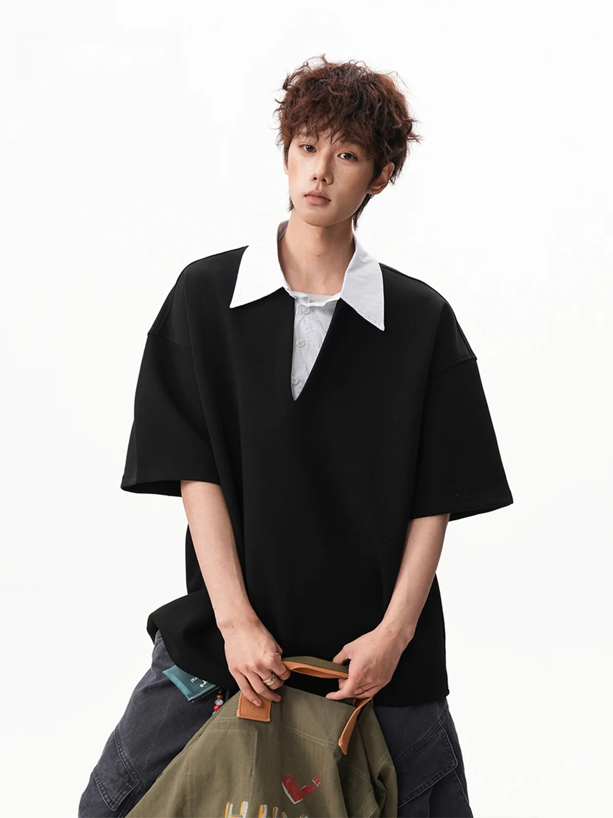 

Американская спортивная футболка с коротким рукавом, весна-лето, повседневная, свободного кроя, удобная, с воротником, модная, из полиэстера и хлопка.