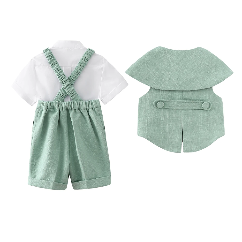 2024 Lente Nieuwe Kinderkleding Set Baby Boy Girl Suit Boys Green Festival Verjaardagsfeestje Kleding Boetiekjurk