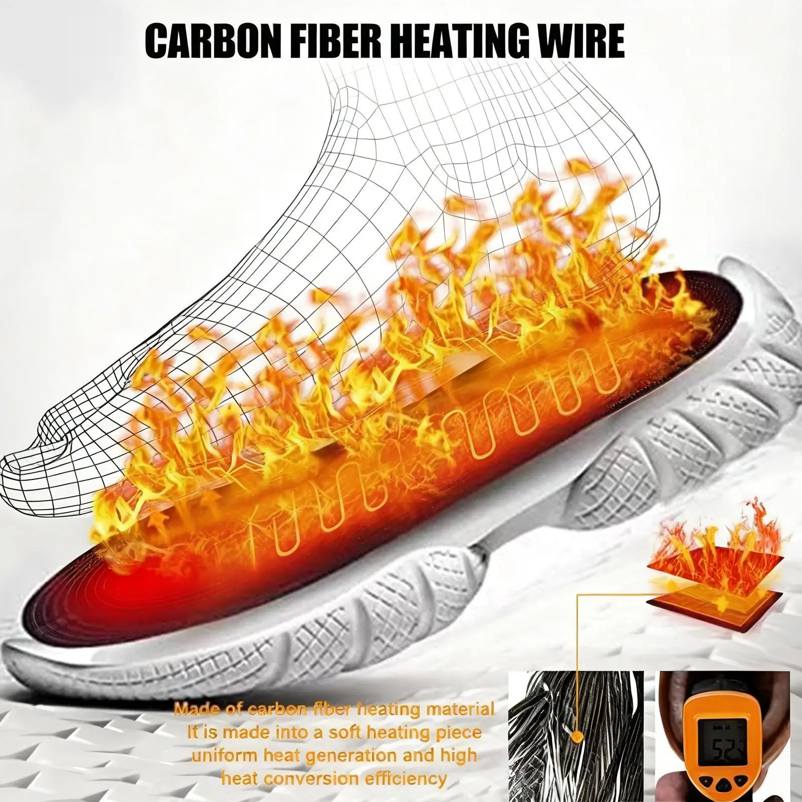 

Heated Shoe Insoles Cuttable Warming Boot Inserts Electric Foot Warming Pad for Skiing Snowboarding Ice Fishing Hiking Cycling