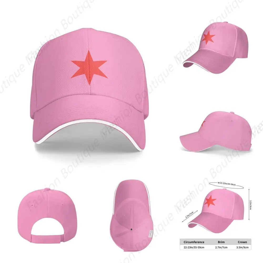 

Hot-Selling Fashion Chicago Flag Single Star Hat Adjustable Sandwich Peaked Cap Outdoor Sports Baseball Cap Trucker Cap