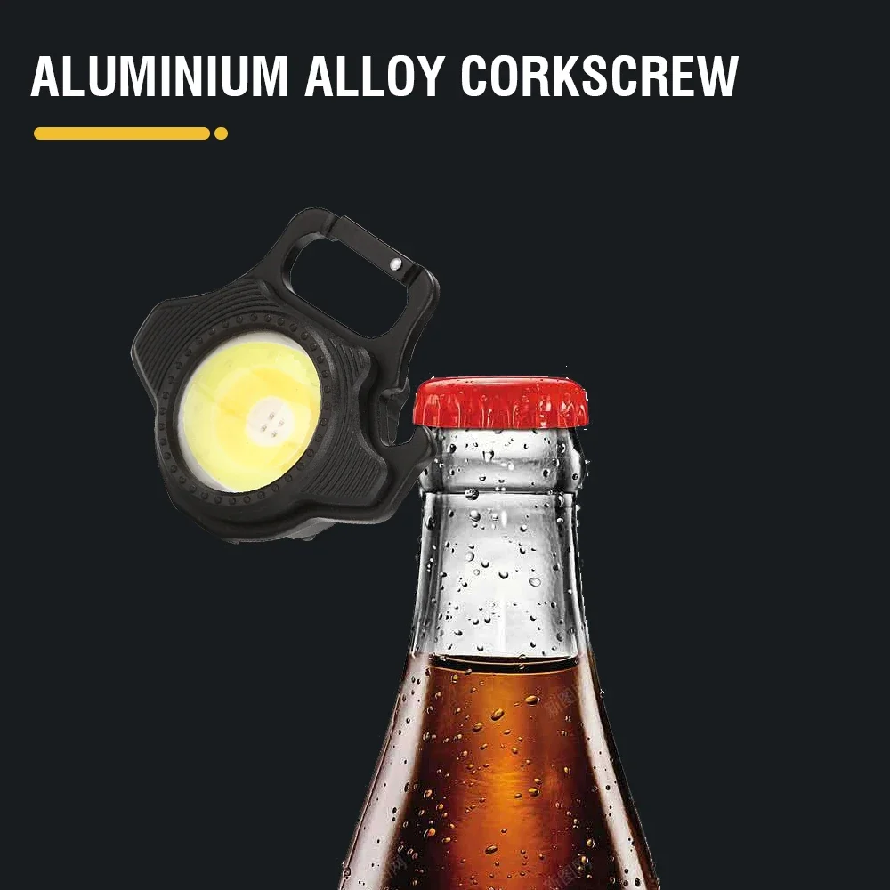 Multifunctional LED Mini Flashlight KeyChain Strong Magnet Work Light USB Rechargeable Outdoor Waterproof Camping Emergency