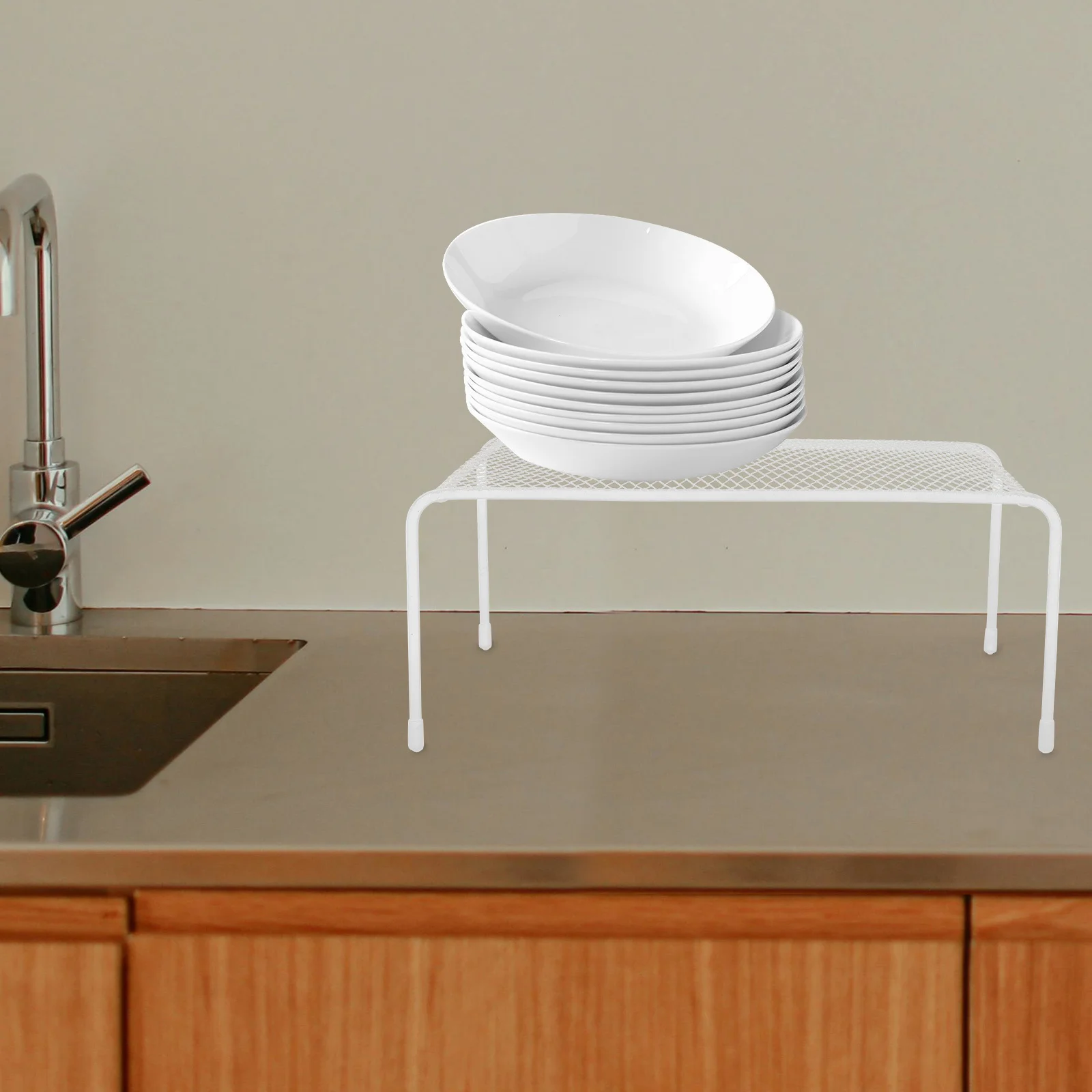 

Double Layer Metal Dish Rack Ventilated Drying Design Sturdy Kitchen Counter Organizer Anti Slip Feet Store Plates Bowls Cups