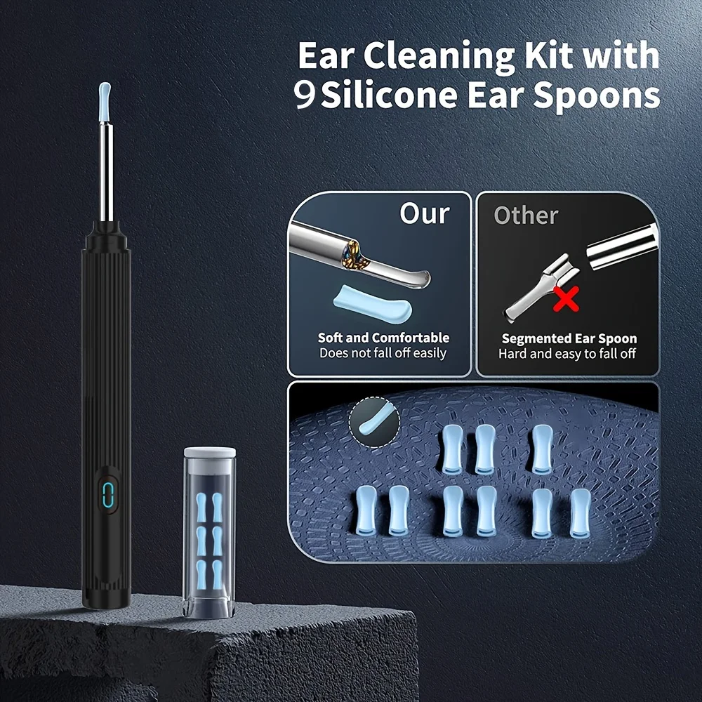 Ear Wax Removal, High-definition Smart 1080P Camera Waterproof Earwax Cleaner Tool, 6 LED Lights, Ear Cleaning Kit, Otoscope Wit