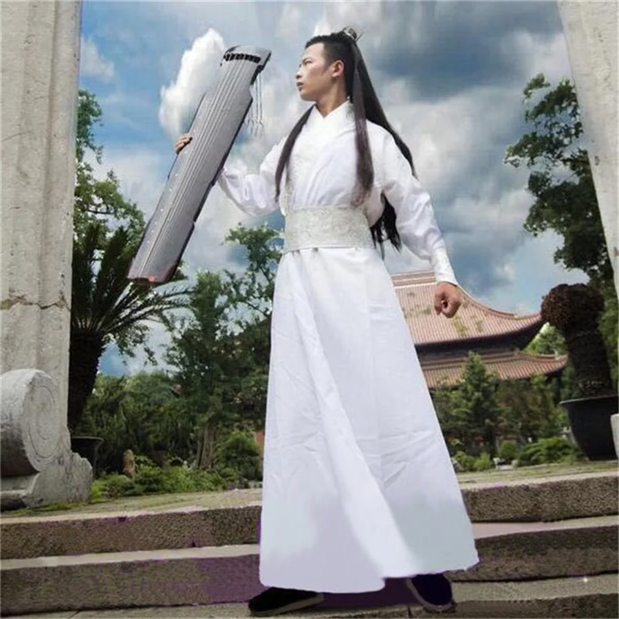 

Мужской костюм Hanfu большого размера 3XL с традиционным китайским принтом Hanfu мужской костюм для косплея на Хэллоуин белый Hanfu китайские товары золотые Hanfu