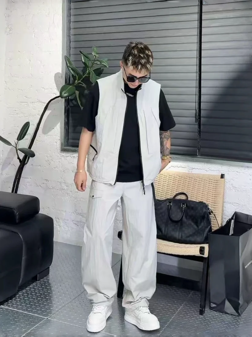 

Spring Summer Lightweight Breathable Outdoor Function Casual Set Men's Mountain Series Vest Pants Two Piece Suit Long Sleeve
