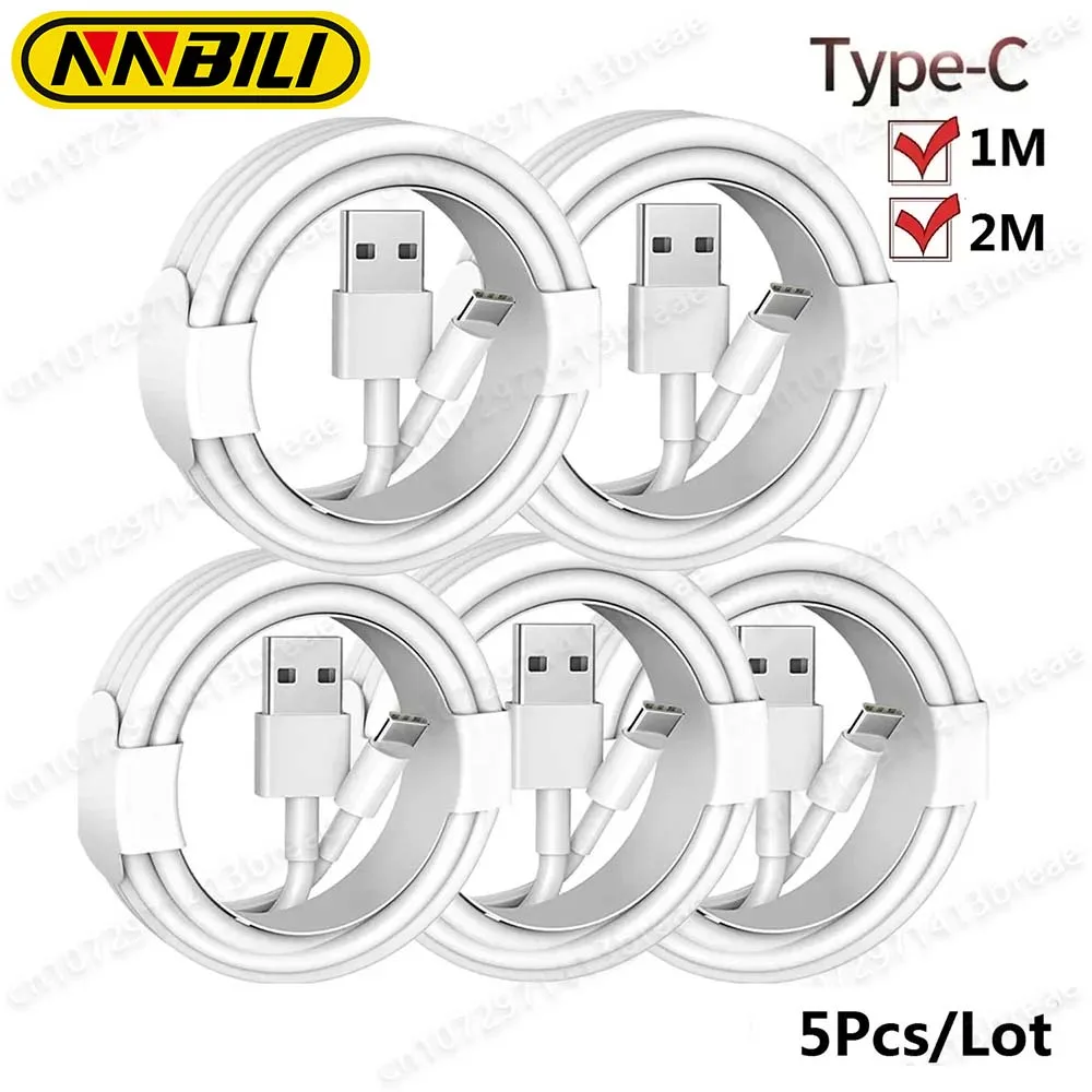 NNBILI 5 pz/lotto 1m 3.3ft 2m 6.6ft tipo c cavo di ricarica USB C per telefono Samsung Galaxy s20 s22 s23 s24 htc xiaomi huawei andro5d