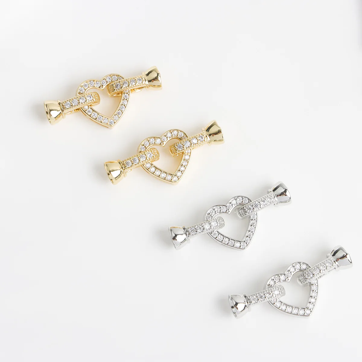 1 Pcs Copper Gold-plated Zircon Love Pearl Necklace Bracelet Connecting Buckle DIY Jewelry Making Material Accessories Wholesale