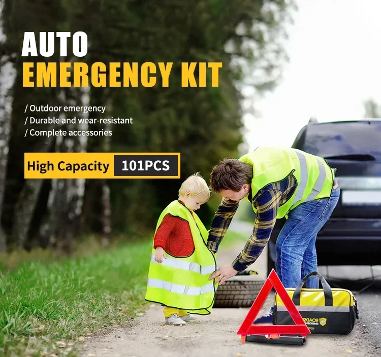 Popular Vehicle Emergency Tool Kit Set For Car 76 Pieces Car Roadside Emergency Kit Set Universal