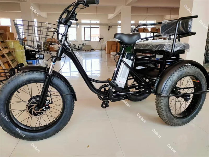 3-Rad 20-Zoll Fatbike für Erwachsene mit herausnehmbarem Akku, Elektrofahrrad 48V 500W, Elektro-Mountainbike mit Gepäckträger – Detail 12