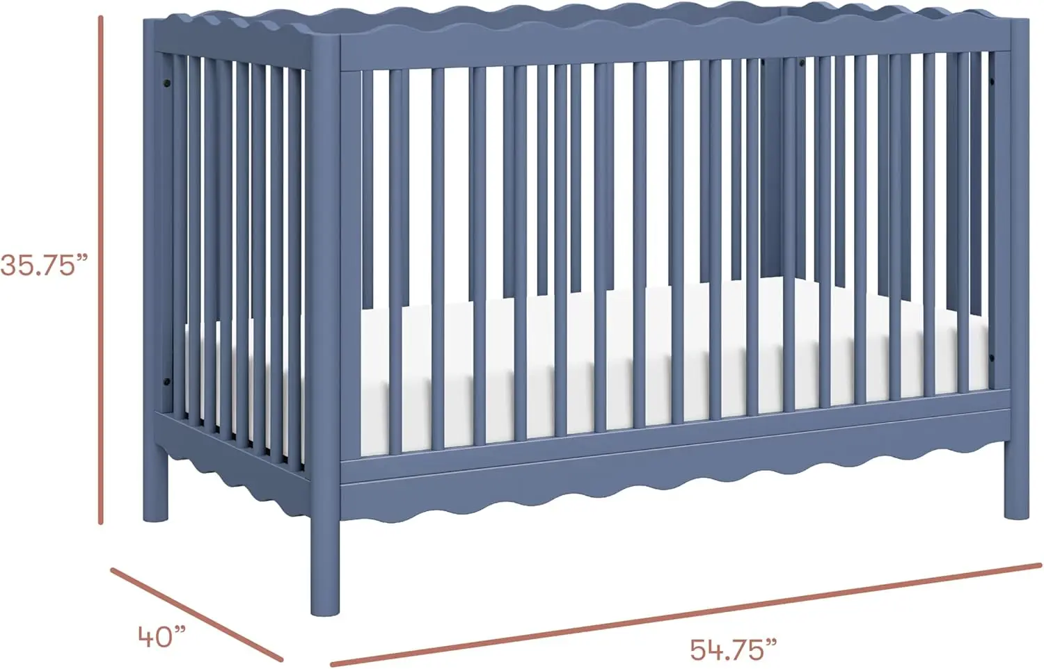 Swell 4-In-1 Convertible Crib With Toddler Bed Conversion Kit In Cove Blue, Greenguard Gold Certified