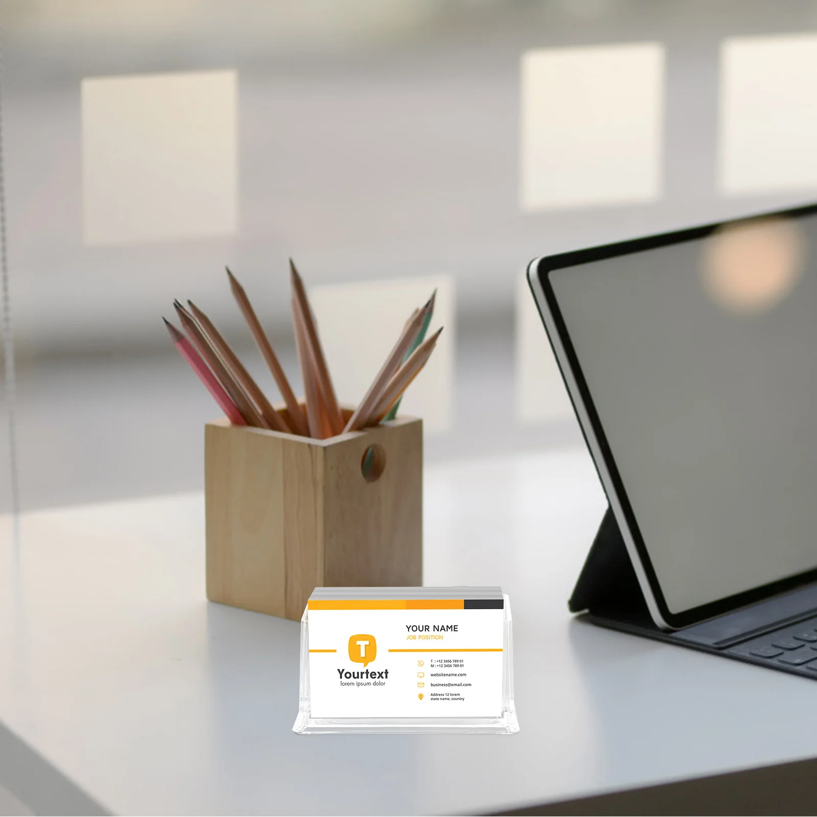 

2Pcs Transparent Acrylic Business Card Display Reliable Compact Office Desk Organizer Gift Card Display