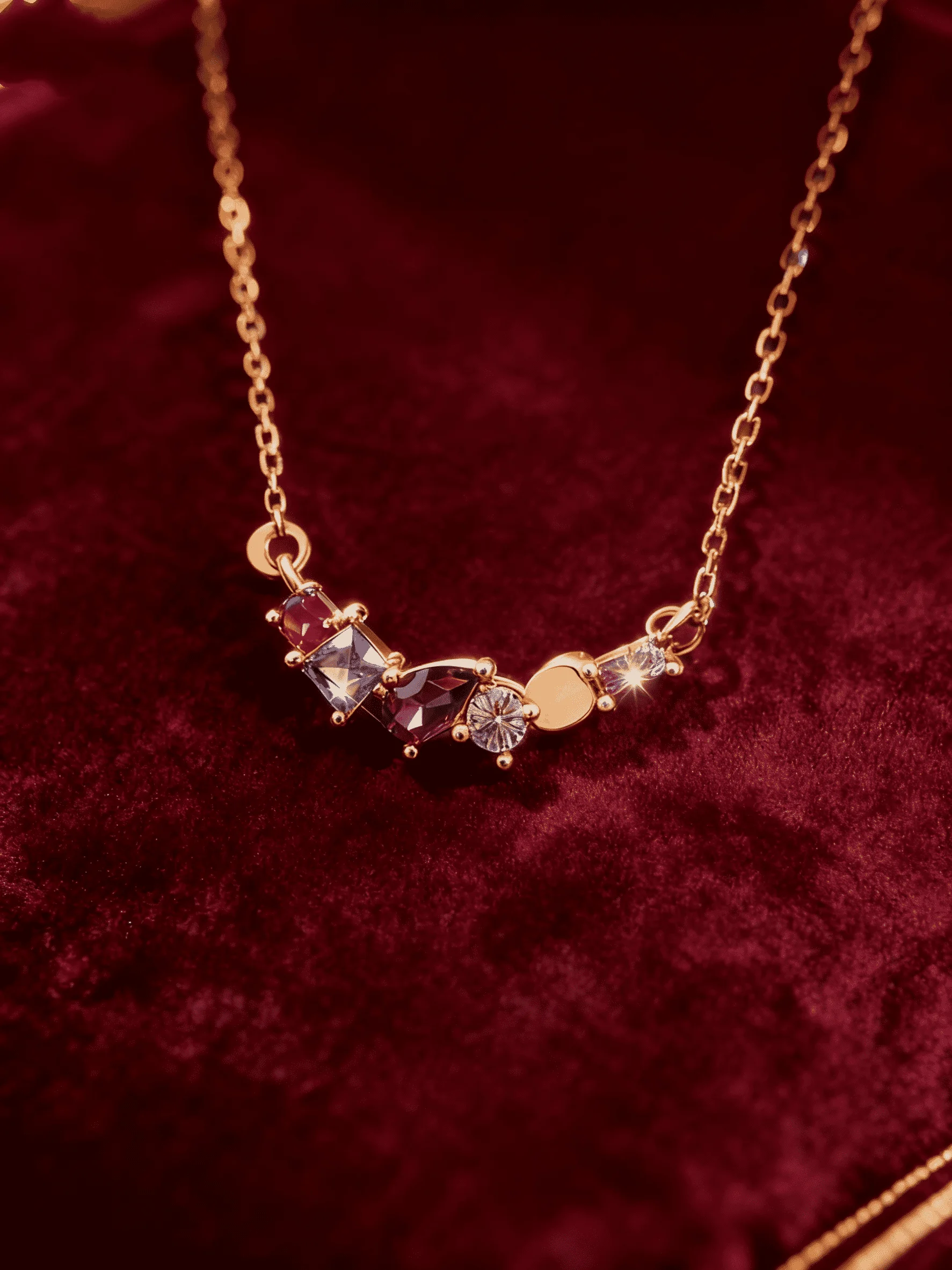 

Colorful Zircon Geometric Necklace For Women - 925 Sterling Silver Sweet Style, Rainbow Sparkle Luxury Gift For Holidays