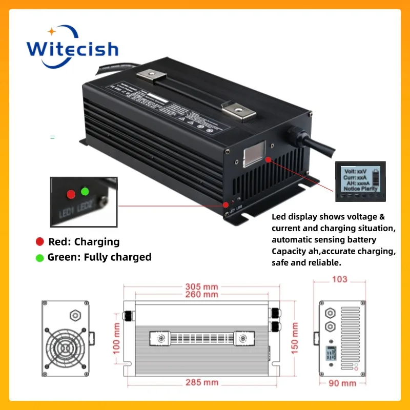 Ładowarka kwasowo-ołowiowa 12V 24V 36V 48V 60V 72V 84V 96V 108V ładowarka 50A 40A 30A 25A 20A 15A 12A 10A 8A stosuje się do wózek golfowy RV