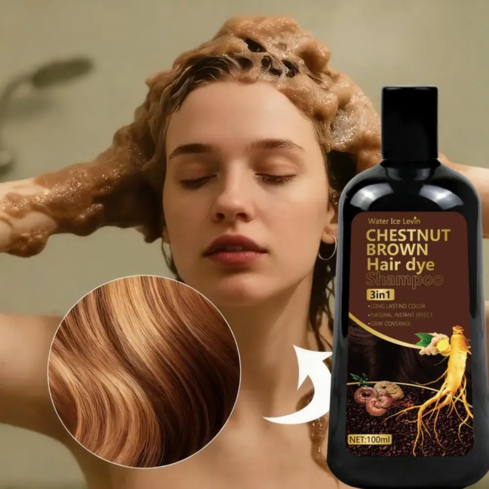 Brown Hair Color Shampoo 3 in 1 Fast hair Dye Shampoo For Gray Hair Natural Hair Color Protective Sleeve for Women Men 100ml