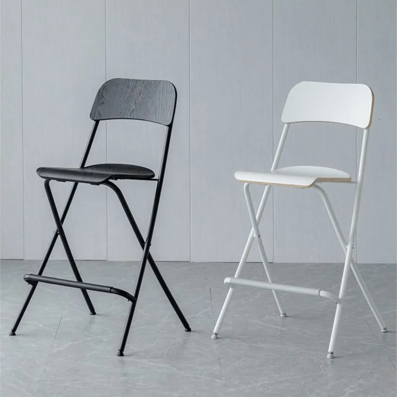 

MOMO Scandinavian Backrest Chair Designer Foldable Bar Stool Modern Solid Wood Storage Home Dining Room Stools