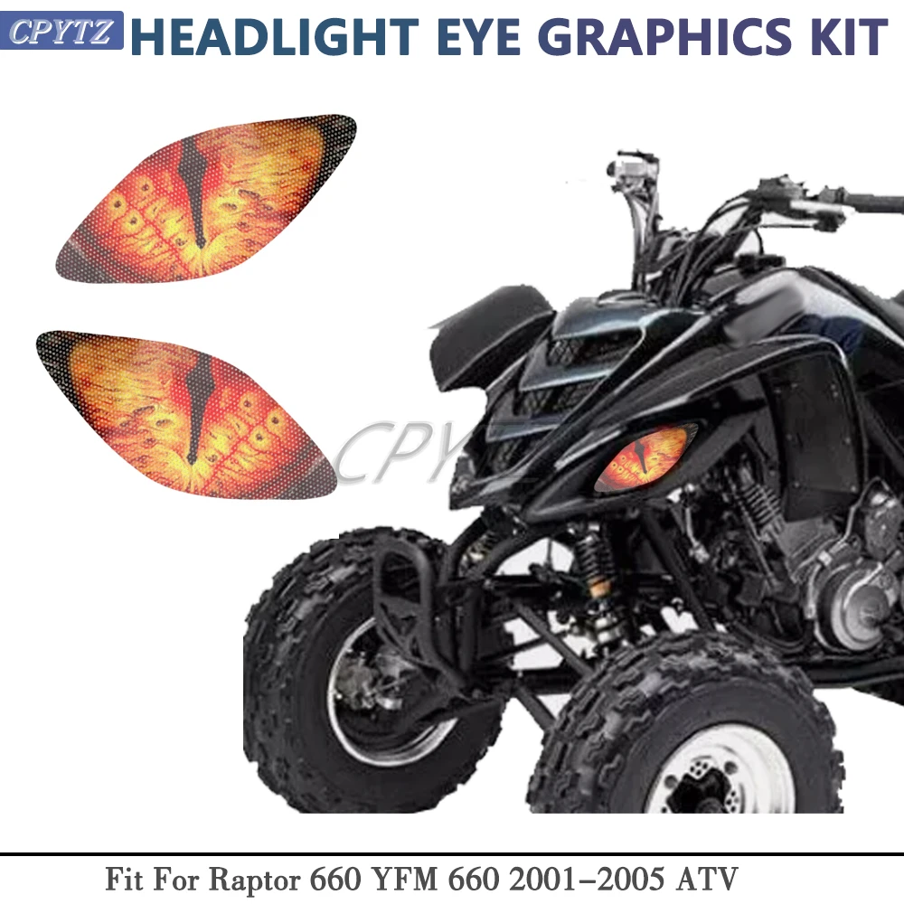 

Motorcycle Headlight Stickers Headlight Eye Graphics Kit Decal Fit For Raptor 660 YFM 660 2001-2005 ATV
