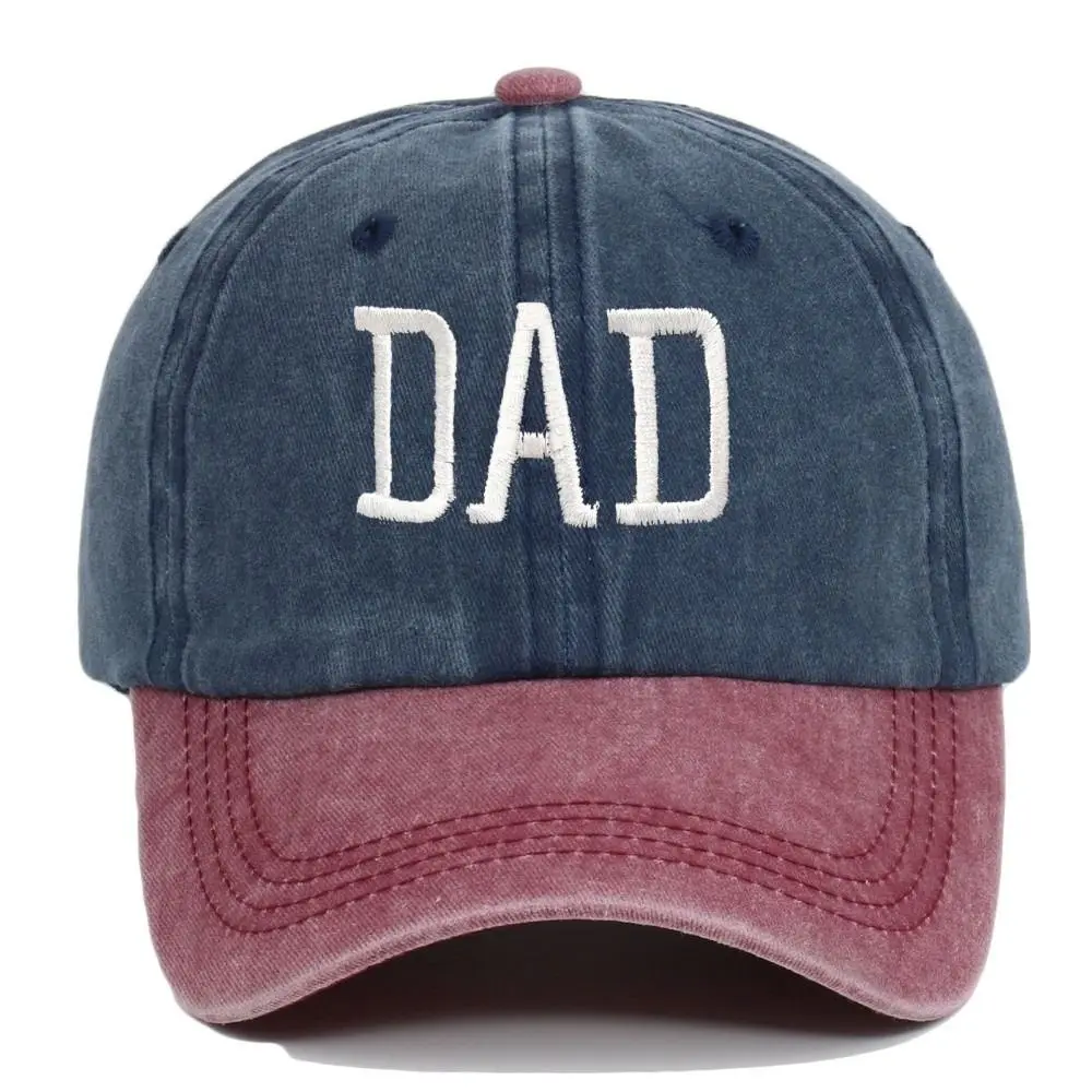 2pcs/set Retro Two-Tone Couple Mom Dad Baseball Cap Adjustable Washed Cotton Letter Embroidered Cap Casual Dad Hat For Man Women