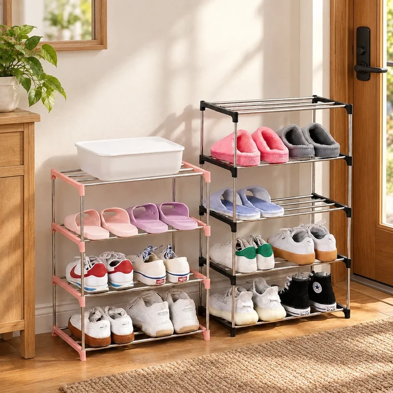 Compact 3-4 Level Shoe Rack for Maximized Home Storage and Organization