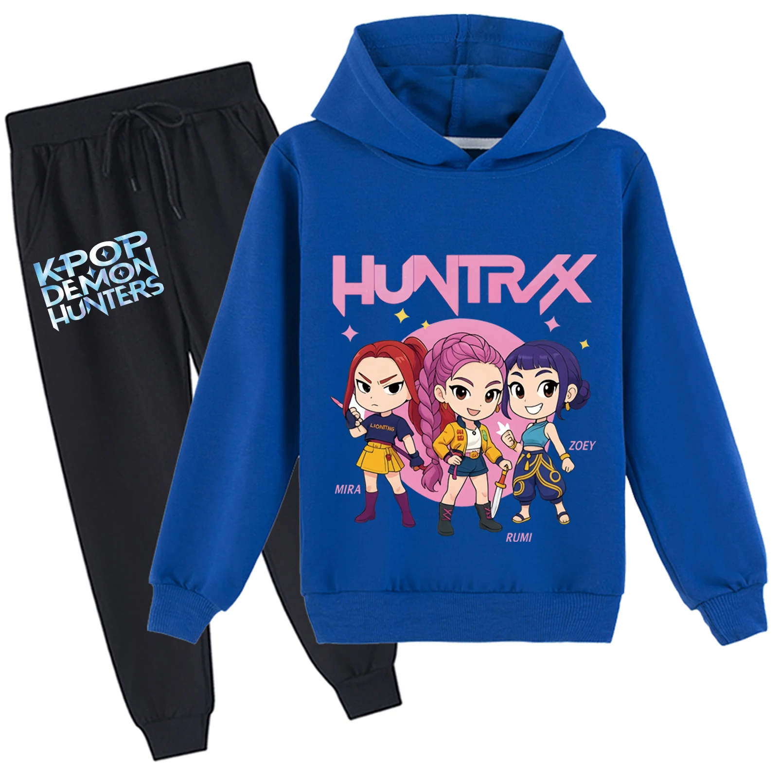 

Toddlers Kid Kpop Demon Hunters Pullover Hoodies and Long Pants 2Pcs Set,Autumn Lightweight Sweatshirt Hooded for 2-14Y