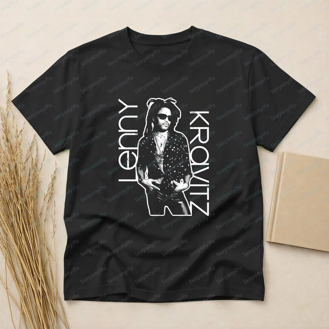 Lenny Kravitz's Rock Musician Style Y2K Trend Short-sleeved Men's and Women's Universal Round-neck Shirt, Comfortable T-shirt
