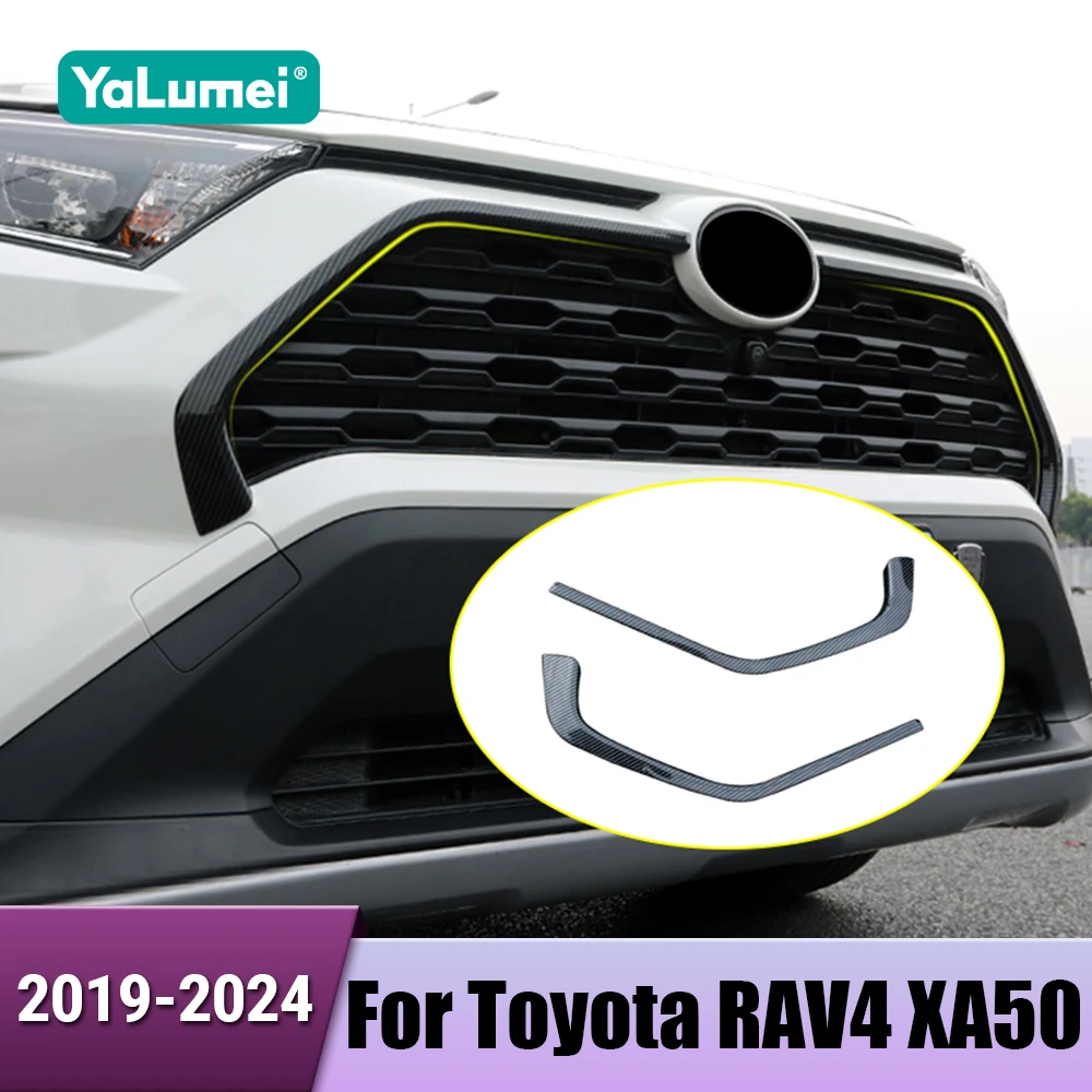 

ABS Car Front Bumper Grille Lower Trim Strips Auto Logos For Toyota RAV4 XA50 2019 2020 2021 2022 2023 2024 Hybrid Accessories