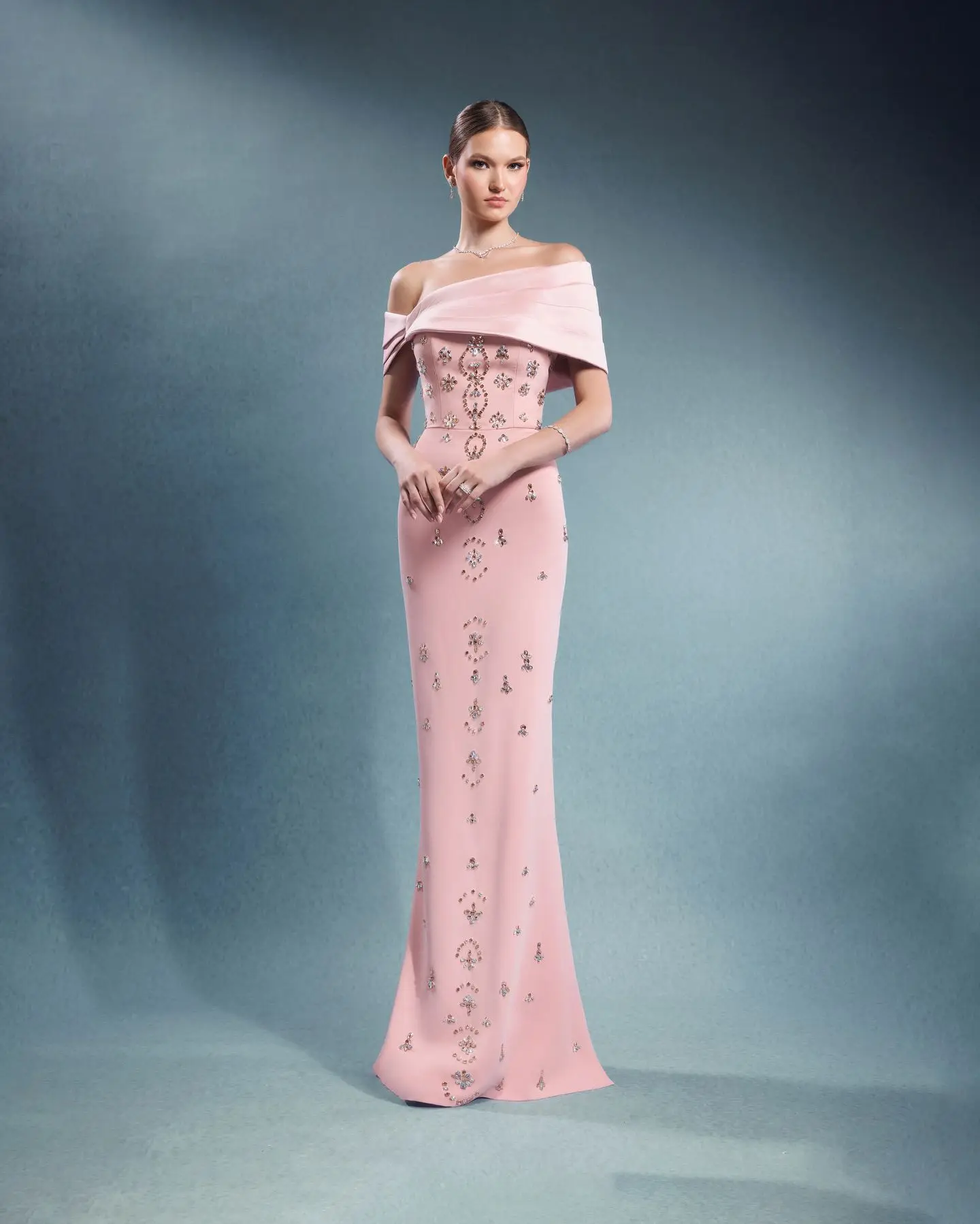 

Arya Pink Exquisite Custom Evening Dress Chiffon Floor Skirt One-Length Backless Beading Party Dress Customized