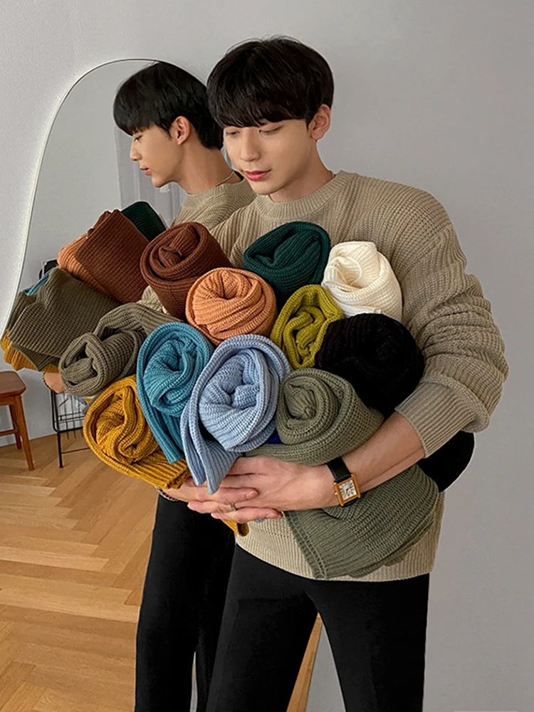 

Мужской утепленный свободный вязаный свитер MRCYC с круглым вырезом, однотонный, модный, зимний, повседневный, из полиэстера и акрила