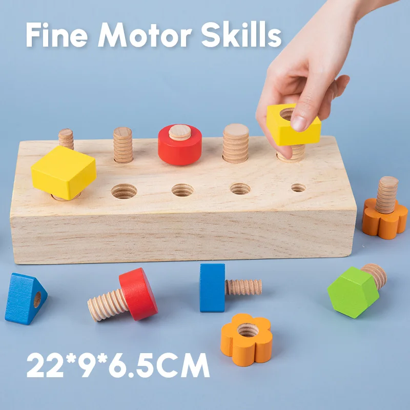 Wooden Nut Bolts Building Blocks Color Shape Sorter Toys Kids Montessori Matching Game Education Sensory Toys Fine Motor Skills