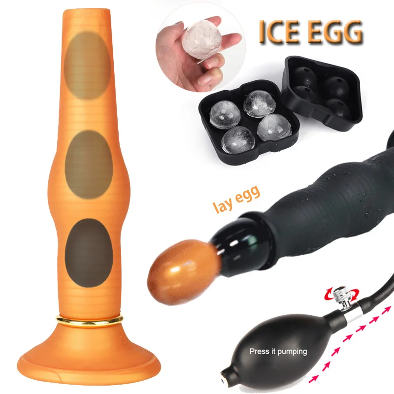 Inflatable Silicone Buttplug Laying Egg Dildo Thrusting Prostate Massager Large Anal Plug Gonflable Sex Toys Big Soft Butt Plug