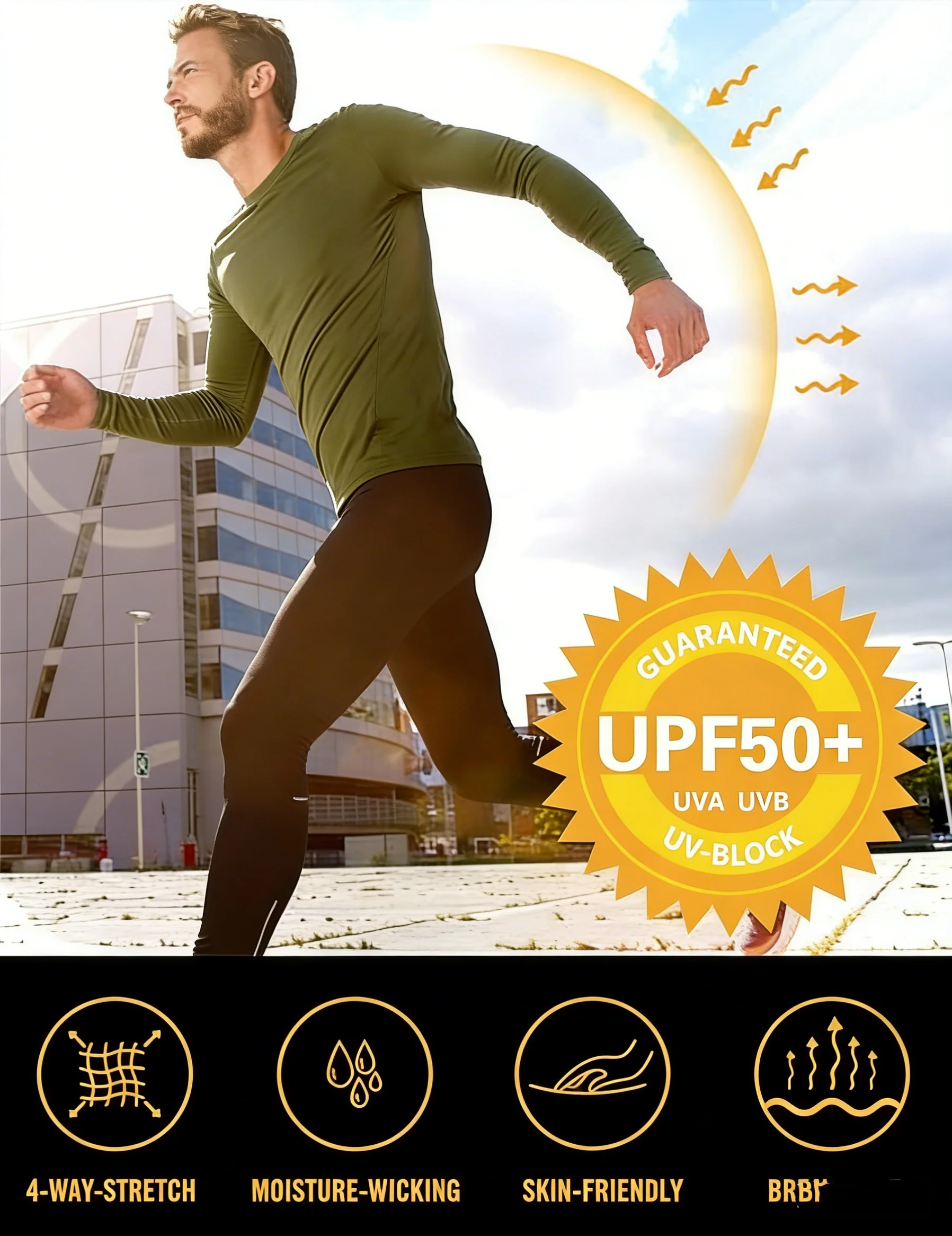 Men's Sun Protection Shirts UV - Spf 50 Sunscreen ulasan dan harga