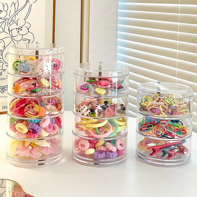 صندوق منظم لإكسسوارات الشعر من الأكريليك، أربطة شعر مرنة، دبابيس شعر للأطفال، حقيبة تخزين لأغطية الرأس، صندوق مجوهرات للأطفال