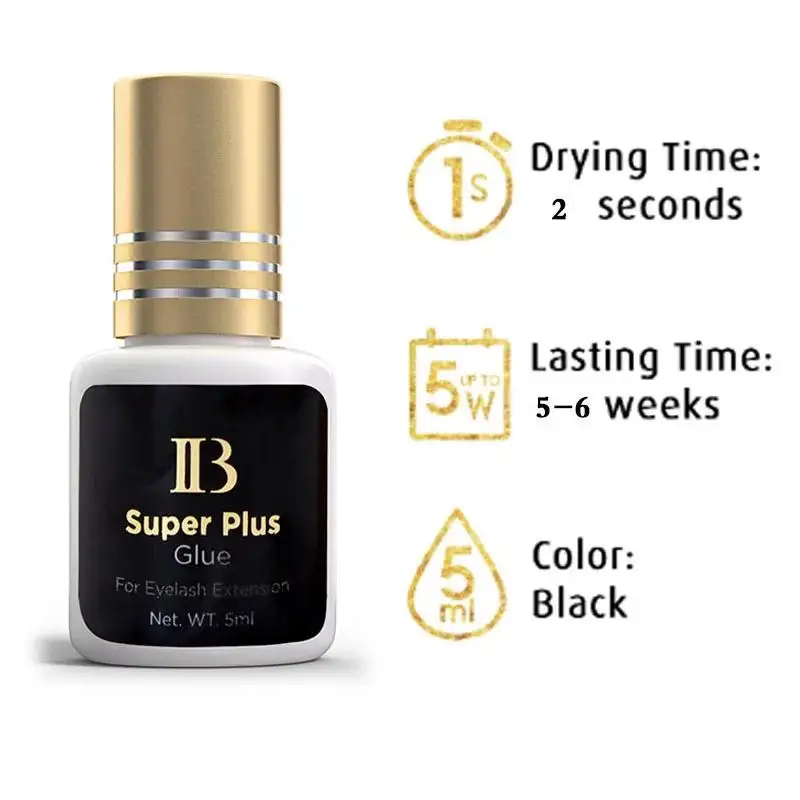 IBeauty Super Plus Colla per Estensione Salute Delle Ciglia Originale 5ml Nero Cola Oro Cap Corea 1-2Sec Strumenti di Trucco Ad Asciugatura Rapida Salute