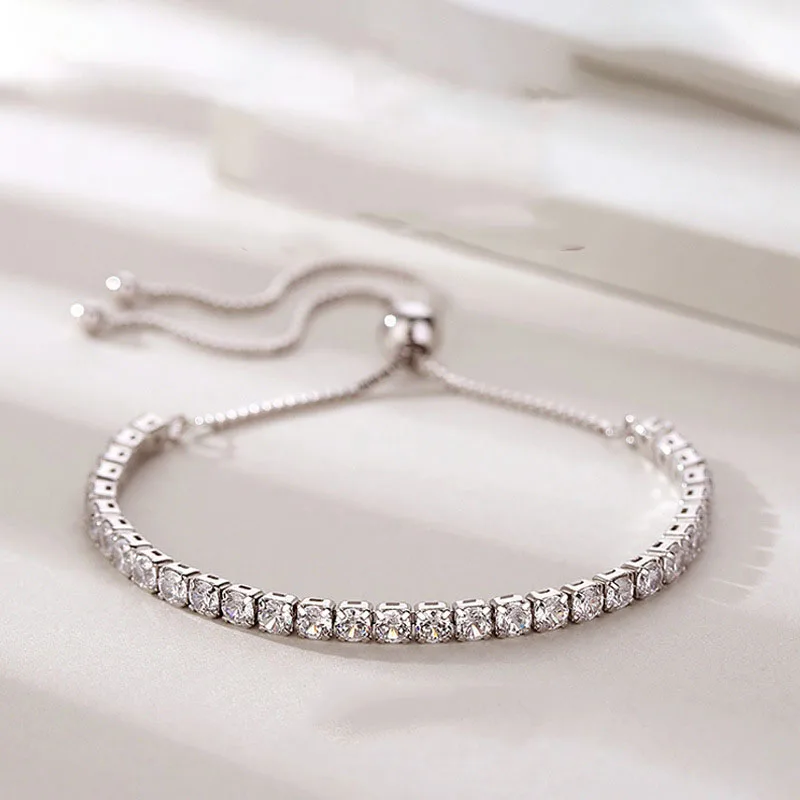 Luxury Fashion Sparkling Crystal Zircon Adjustable Bracelets for Women Trendy Bride Wedding Party Jewelry Gifts Pulseras Mujer